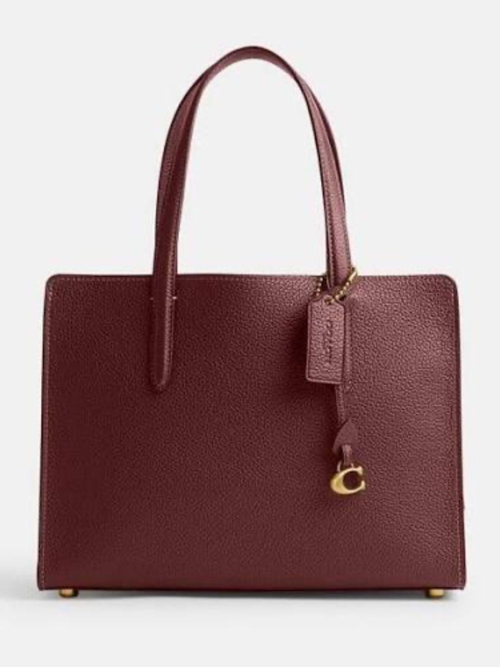 Coach Carter Carryall Pebbled Leather Shoulder Crossbody Handbag Burgundy